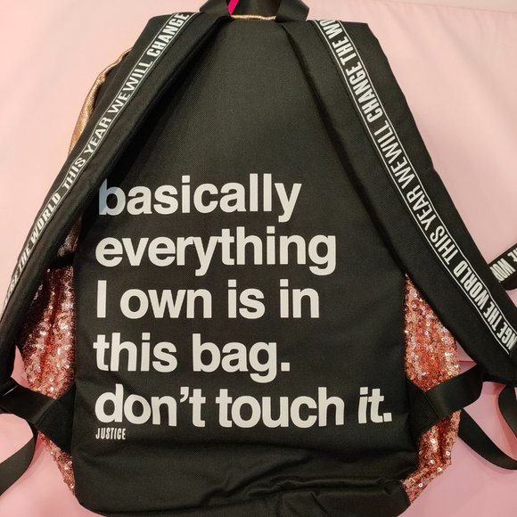 Justice Girl Backpack Gold Sequin with lunch bag and pencil case NWT - Picture 2 of 3